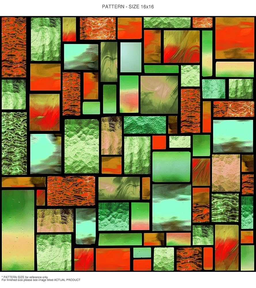 Windowpix 24x24 24 X 24 Decorative Static Cling Window Film Autumn Stained Glass Geometric Pattern Printed On Clear For Window Glass Panels UV 