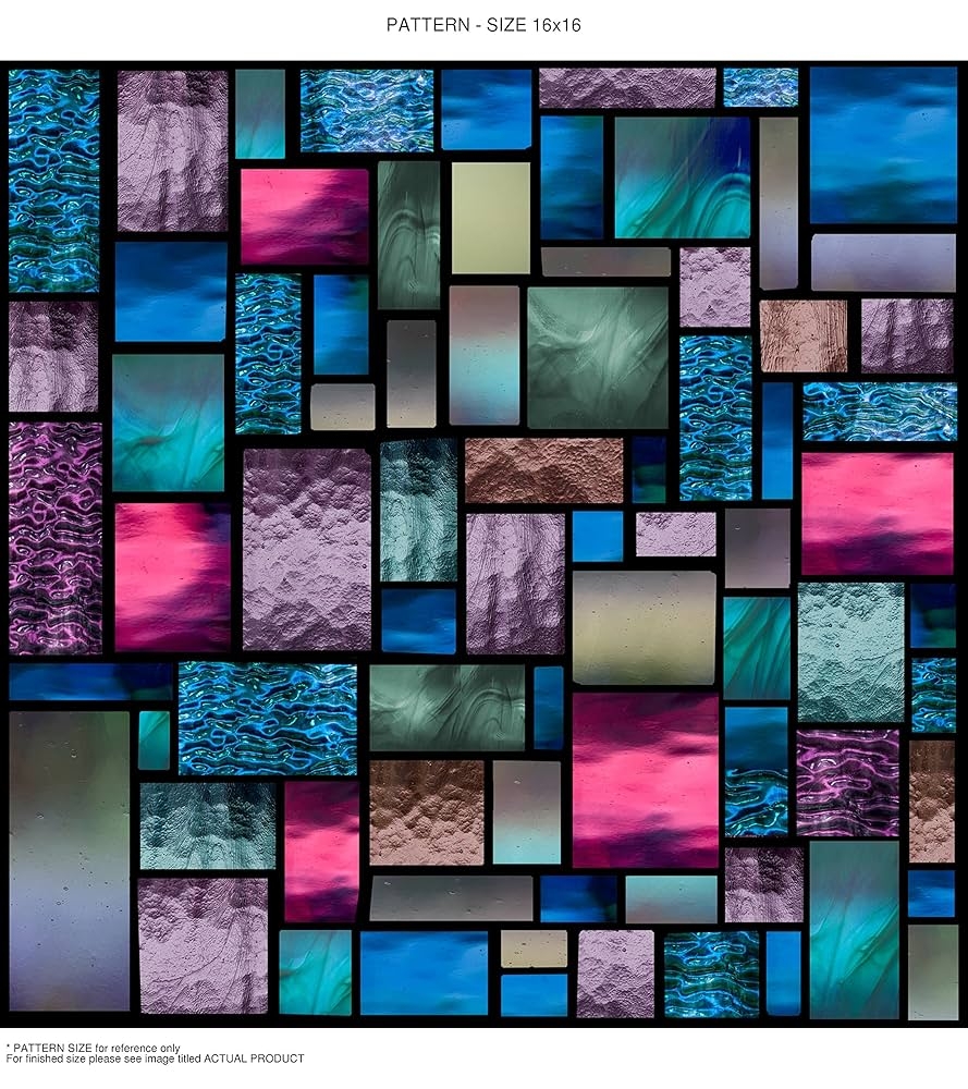 Windowpix 24x24 24 X 24 Decorative Static Cling Window Film Lavender Stained Glass Geometric Medley Printed On Clear For Window Glass Panels UV 