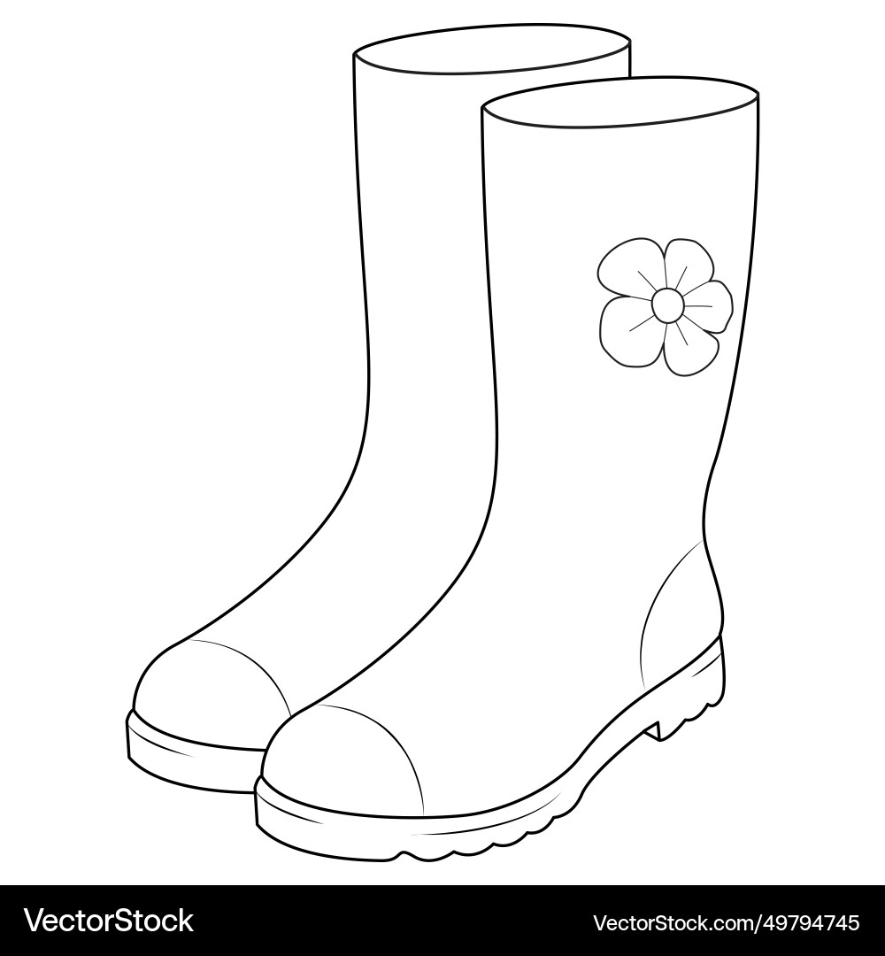 With Rubber Boots Line Drawing Royalty Free Vector Image