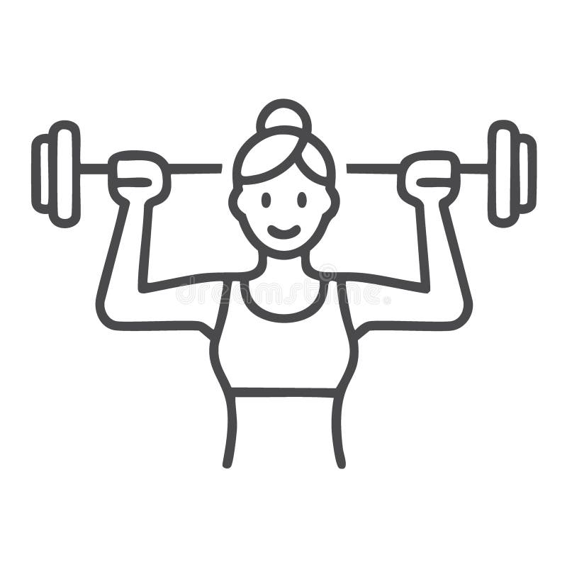 Woman Lifting Weights Workout Icon Simple Line Drawing Of A Woman Lifting Weights Perfect For Fitness Exercise And Gym related Stock Vector Illustration Of Active Healthy 331858440