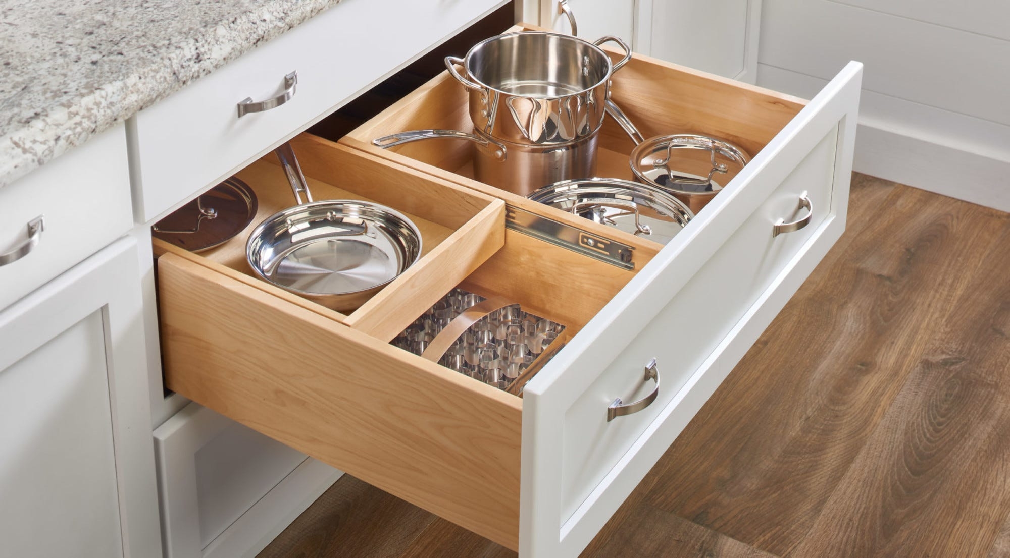 Wood Base Cabinet Two Tier Replacement Deep Drawer System W Soft Close