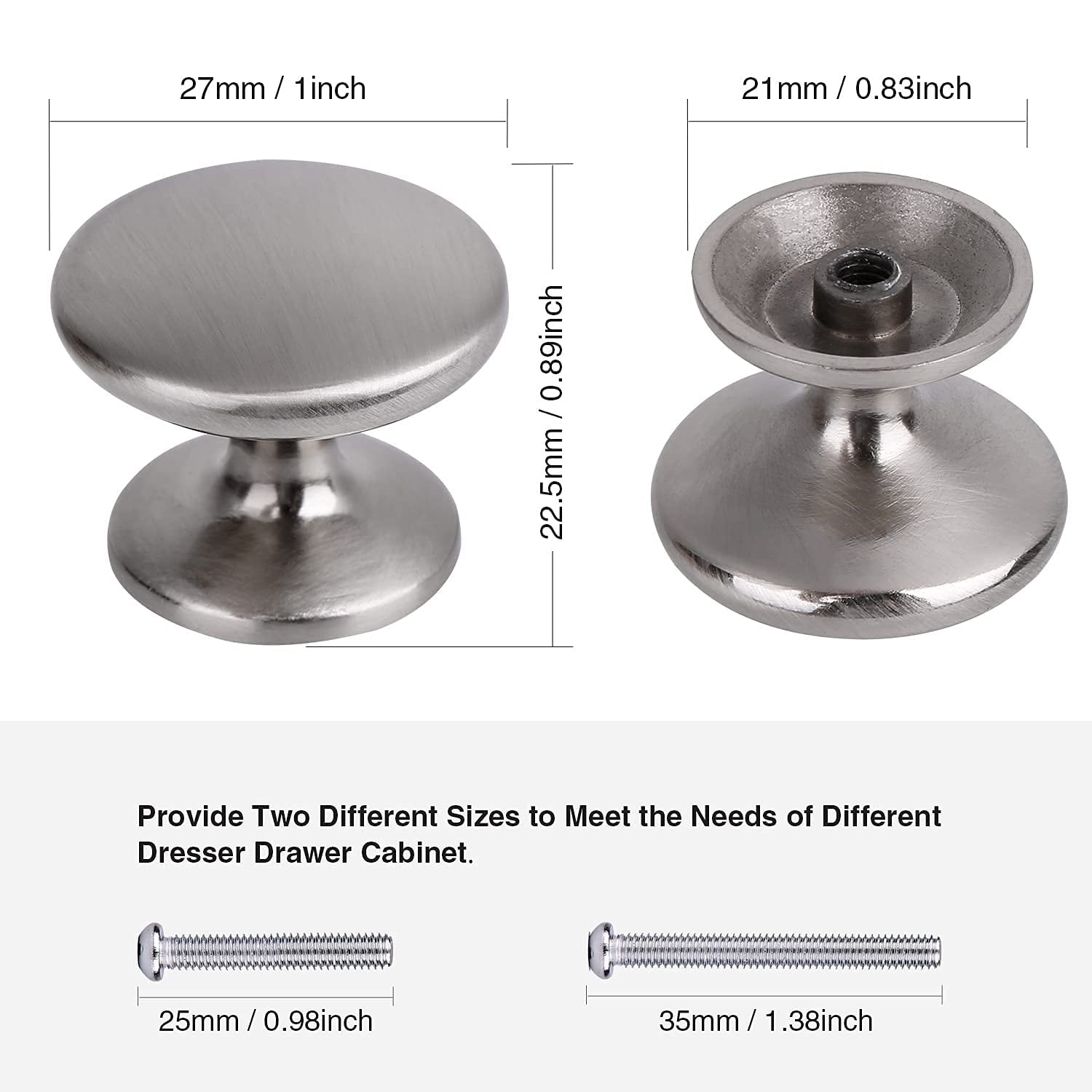 YIHATA 1 Inch Drawer Knob 12 Pack Kitchen Cabinet Knobs Silver 