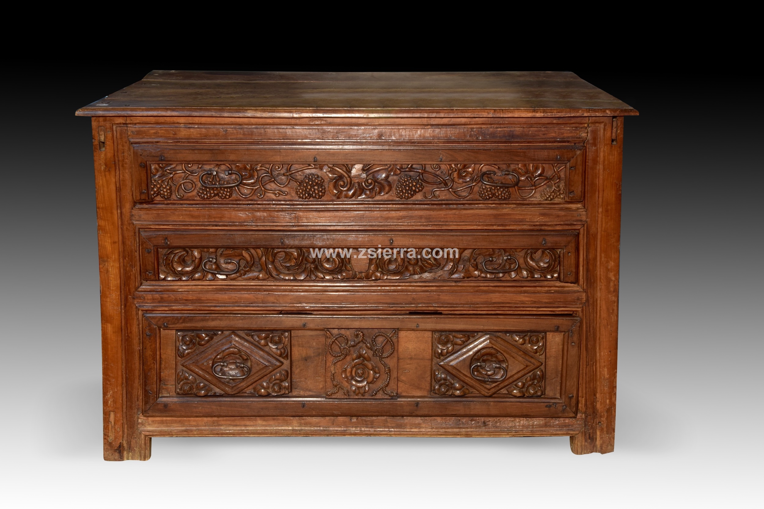 Z Sierra Antiques And Decorative Objects SPANISH CHEST OF DRAWERS FOR SACRISTY USE WALNUT AND IRON SPAIN 17TH CENTURY Furniture Antiques