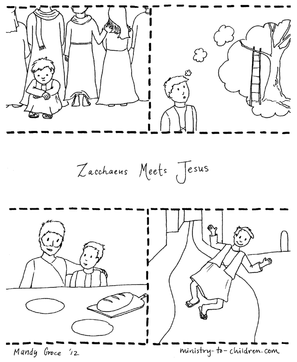 Zacchaeus U0026 Jesus Coloring Page Free Printable 