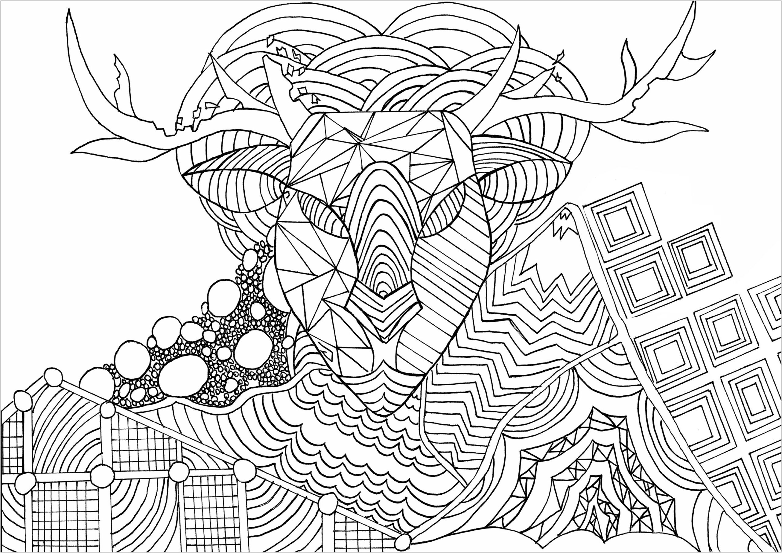 Zentangle Christmas Reindeer Christmas Coloring Pages For Adults